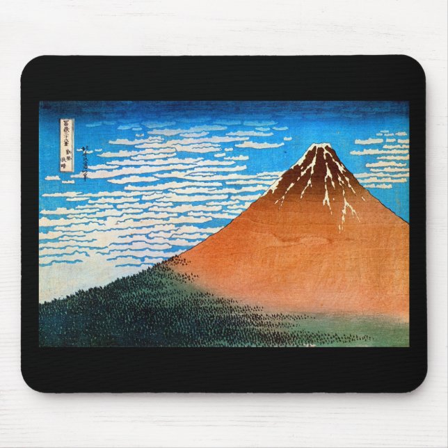 Red Mount Fuji, Hokusai, Ukiyo-e Mouse Pad (Front)