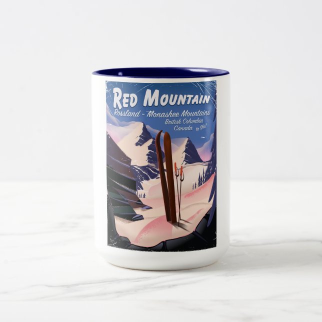 Red Mountain British Columbia, Canada ski poster Two-Tone Coffee Mug (Center)