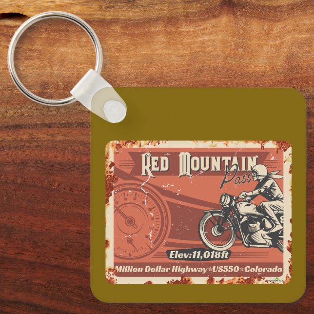 Red Mountain Pass Colorado Motorcycle 01  Key Ring (Front)