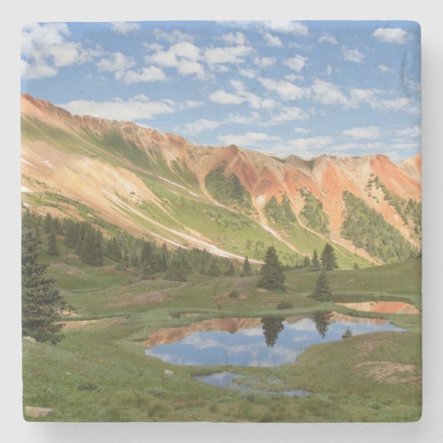 Red Mountain Reflection Stone Coaster (Front)