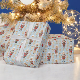 Red Mouse King, Light Blue Nutcracker Ballet Wrapping Paper