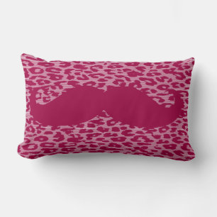 Red Moustache on Leopard Skin Lumbar Cushion