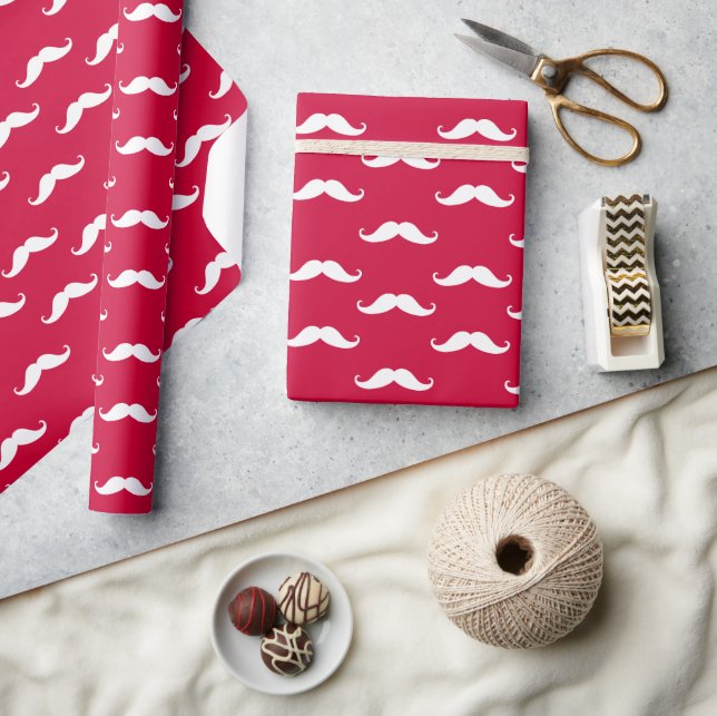 Red Moustache Valentine Wrapping Paper (Crafts)