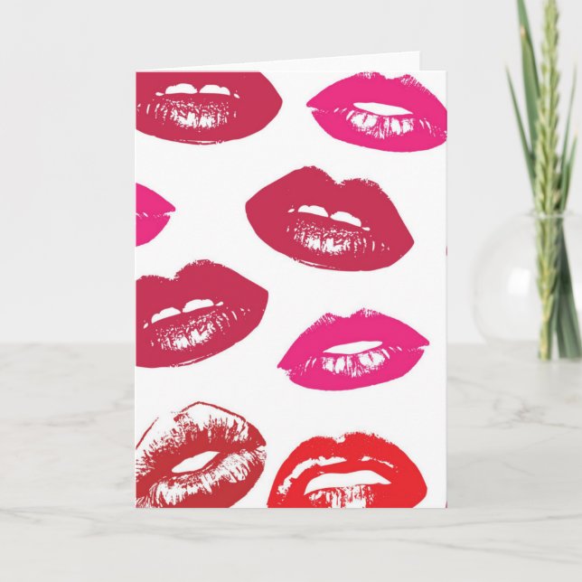 Red mouths Pattern Personalised Card (Front)
