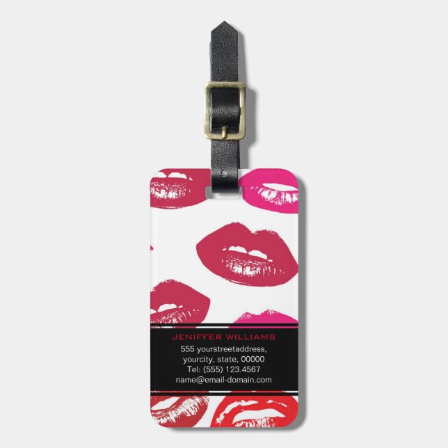 Red mouths Pattern Personalised                    Luggage Tag (Front Vertical)