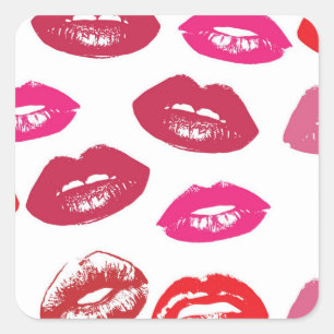 Red mouths Pattern Personalised Square Sticker