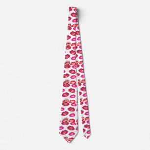 Red mouths Pattern Personalised Tie
