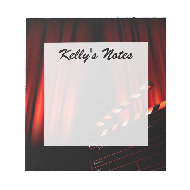Red Movie Curtain Clapboard Director Notepad (Front)