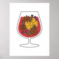 Red mulled wine xmas drawing