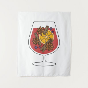 Red mulled wine xmas drawing tapestry