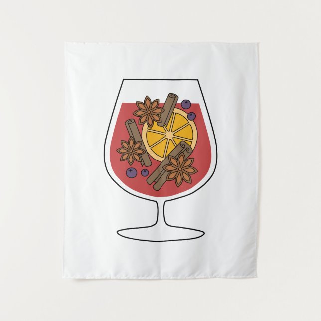 Red mulled wine xmas drawing tapestry (Front)