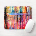 Red Multicolor Distressed Door Mouse Pad