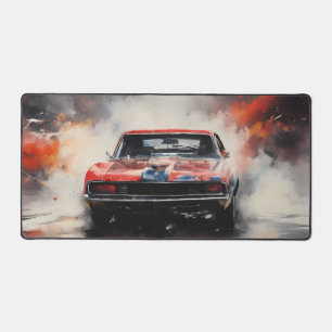 Red  Muscle Car head on Desk Mat