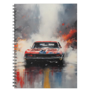 Red  Muscle Car head on Notebook