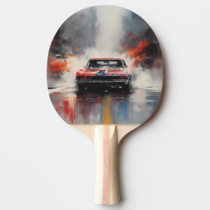 Red Muscle Car head on Ping Pong Paddle