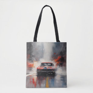 Red Muscle Car head on Tote Bag
