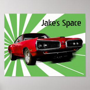 Red Muscle Car Poster