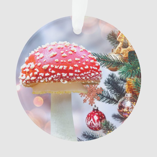 Red Mushroom Acrylic Ornament (Front)