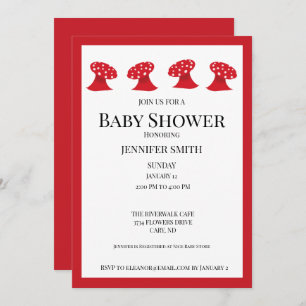 Red Mushroom Baby Shower Invitation