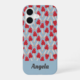 Red Mushroom - Blue iPhone 16 Case