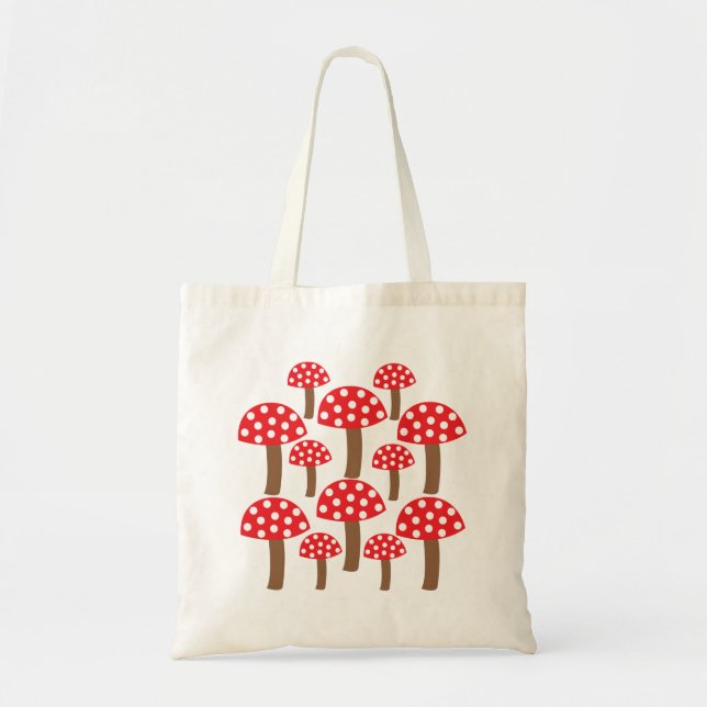 Red Mushroom Cute Illustration Tote Bag (Front)
