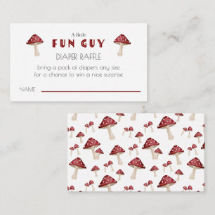 Red Mushroom Fun Guy Baby Shower Diaper Raffle Enclosure Card