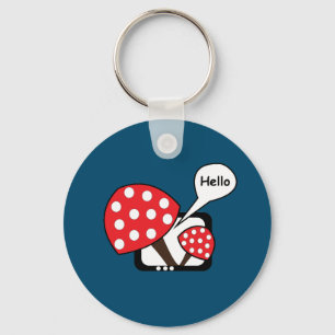 Red Mushroom Saying Hello From Television Key Ring