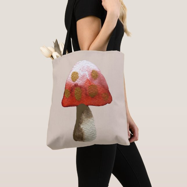 Red Mushroom Toadstool magic Tote Bag (Close Up)