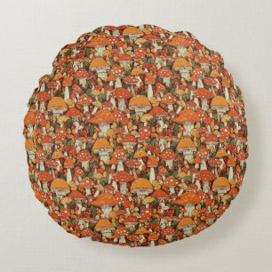 Red Mushrooms Round Cushion