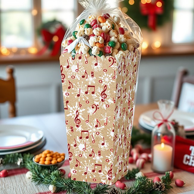 Red music and snow on paper bag look  favour box (Creator Uploaded)