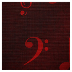 red music notes fabric