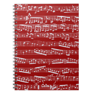 Red music notes notebook