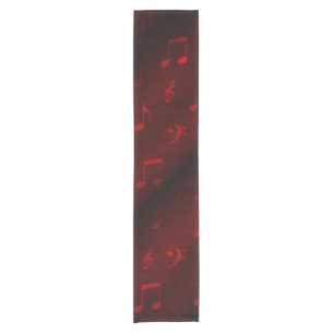 red music notes short table runner