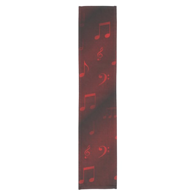 red music notes short table runner (Front)