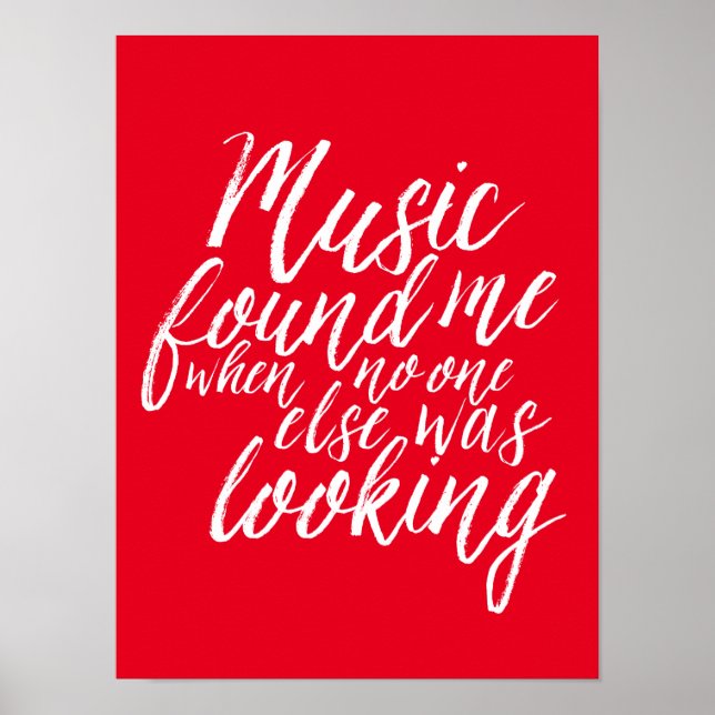 Red Music Quote Hand Lettering Calligraphy Poster (Front)