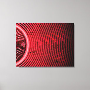 Red music speaker and sound waves canvas print