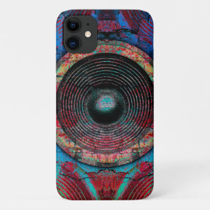 Red music speakers on a cracked wall Case-Mate iPhone case