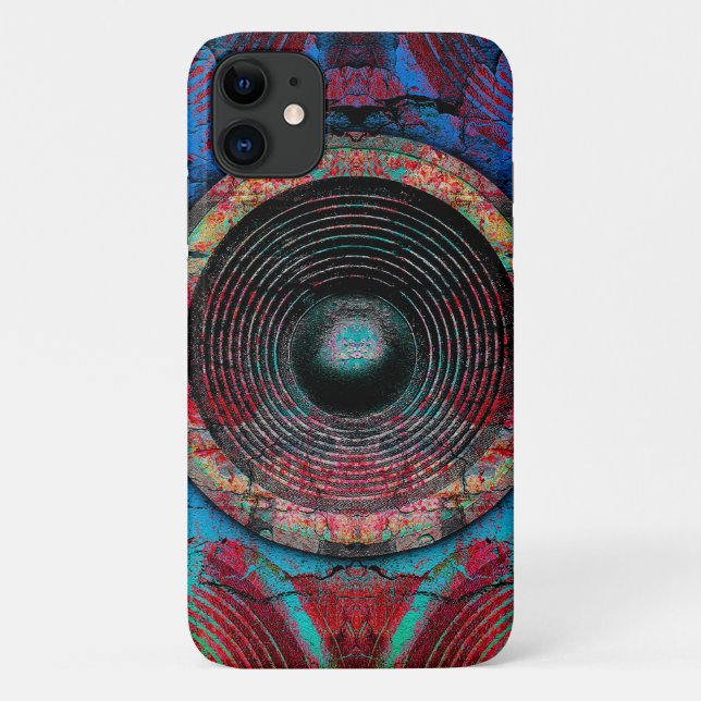 Red music speakers on a cracked wall Case-Mate iPhone case (Back)