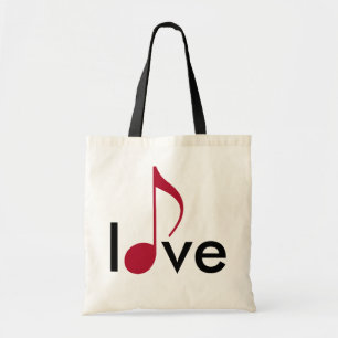 red musical-note love tote bag