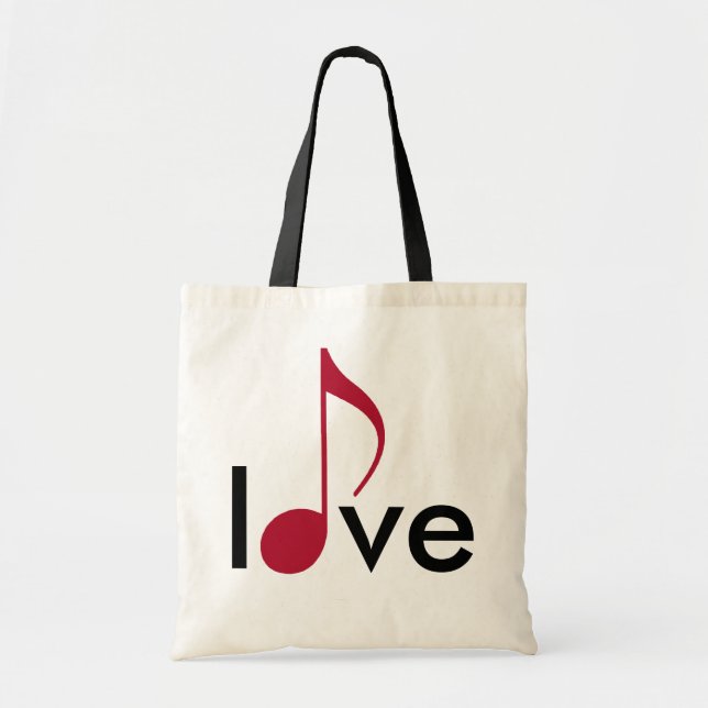 red musical-note love tote bag (Front)