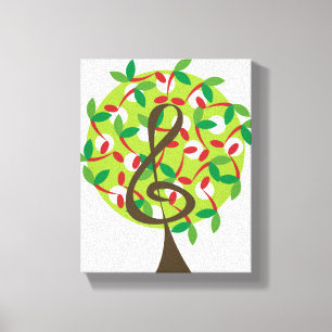 Red Musical Note Tree Whimsical Nursery Wall Art