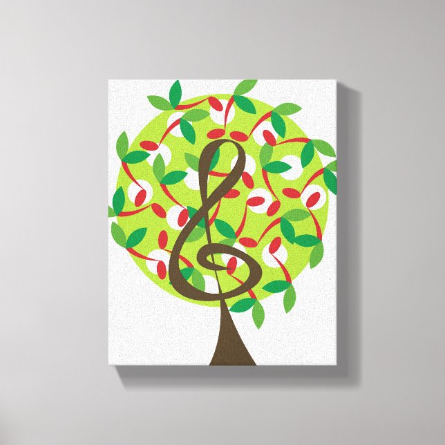 Red Musical Note Tree Whimsical Nursery Wall Art (Front)