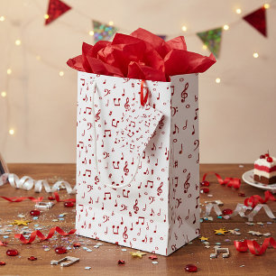Red musical theme small gift bag
