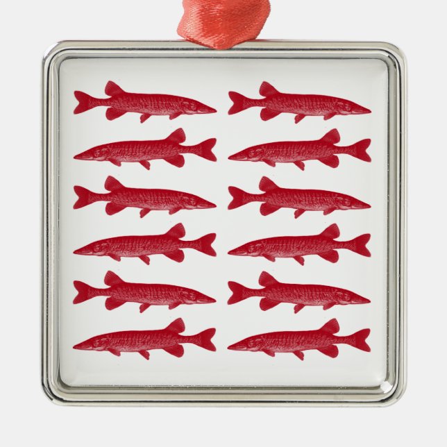 Red Muskie Metal Tree Decoration (Front)
