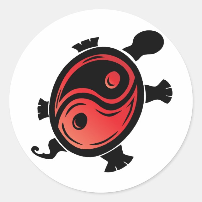 Red-n-Black-Yin-Yang-Turtle Classic Round Sticker (Front)