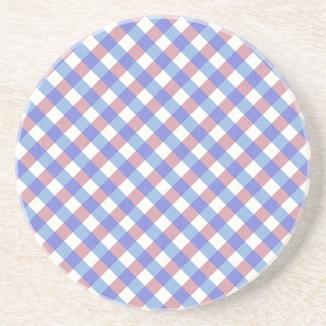 Red n Blue Gingham Pattern Coaster (Front)