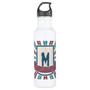 Red n Blue Grunge Monogram 710 Ml Water Bottle