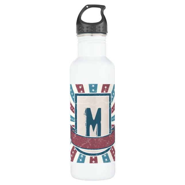 Red n Blue Grunge Monogram 710 Ml Water Bottle (Front)