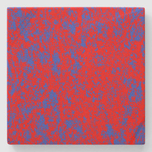 Red n Blue Marbled Spotted Square Stone Coaster