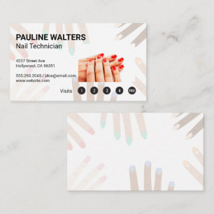 Red Nail Hands Loyalty Cards